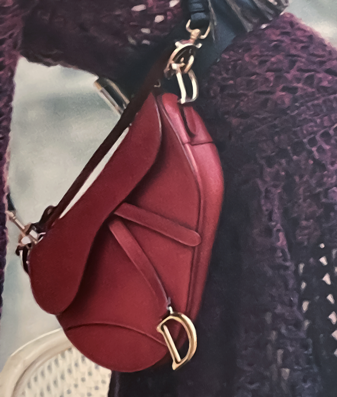 Style SS19 magazine Dior advertisement featuring their iconic Dior red leather Saddle bag