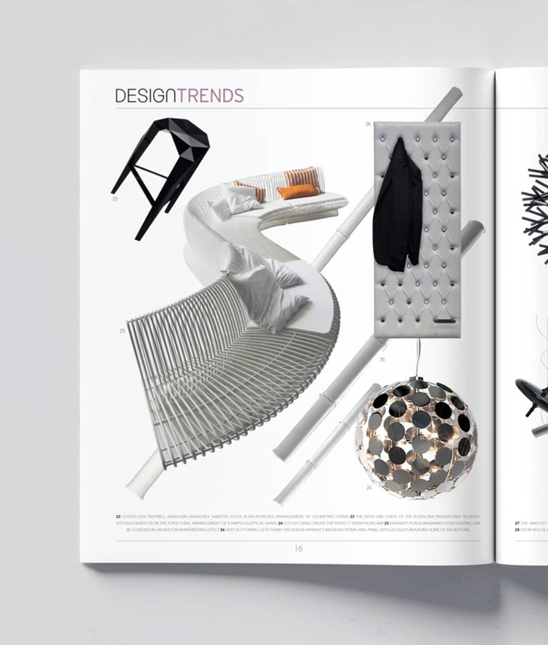 Design International 2009 magazine double page spread cropped showing furniture