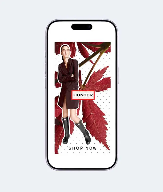 Hunter Boots UK digital ad campaign, artworked by Sonia Cameron