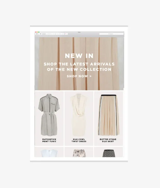 Nicole Farhi digital marketing EDM email campaign layout, graphic design by Sonia Cameron