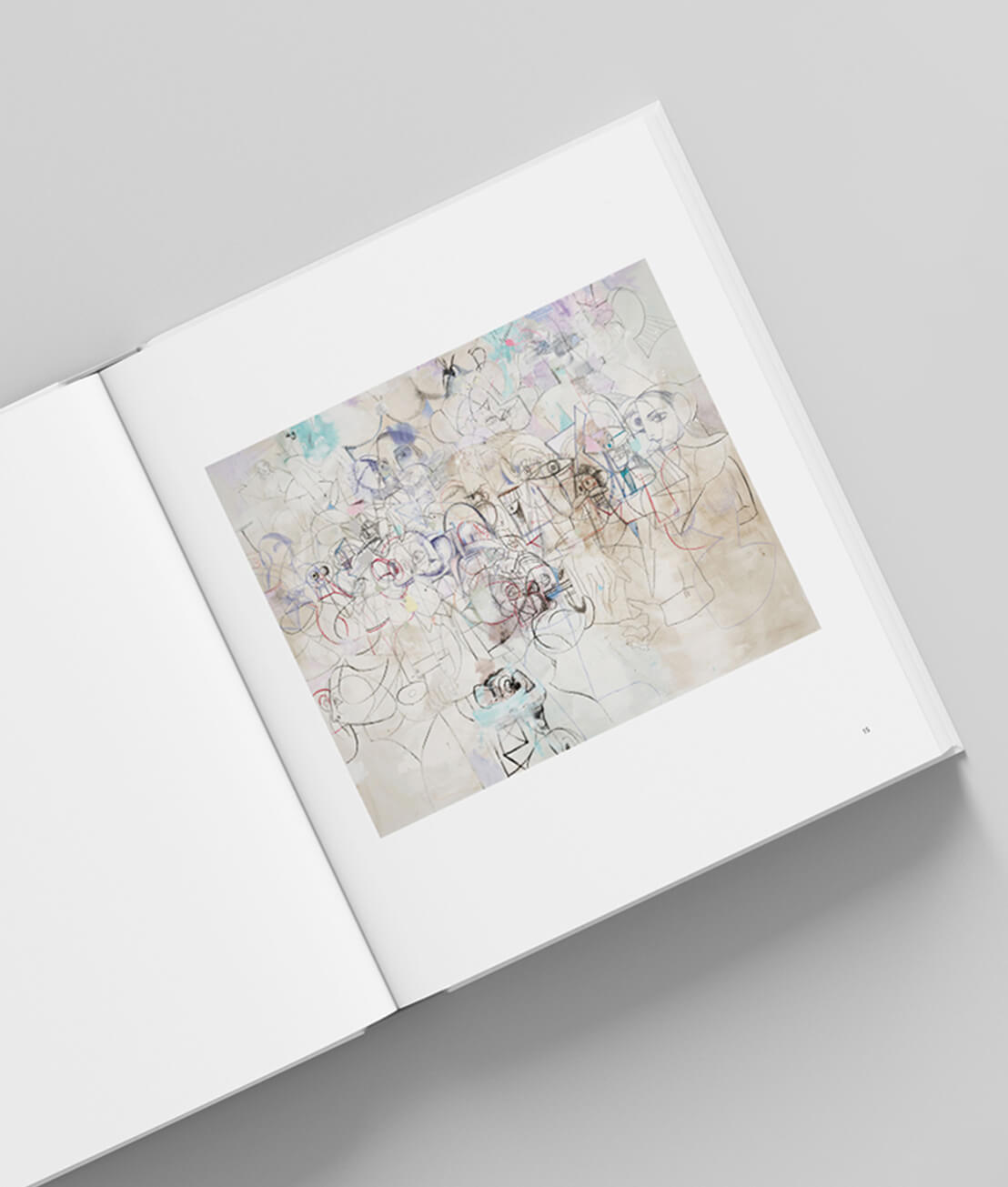 Volume 1 2020 art book double page spread displaying artwork by Albert Oehlen